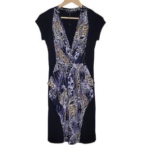 BCBGMaxAriza Black Graphic Print Dress, Size XS